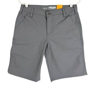 Carhartt Women's Rugged Flex Loose Dark Grey Canvas Shorts Size 6 NWT 10" Inseam
